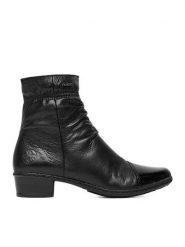 Rieker Botki Y0773-00 Czarny. Czarne botki Rieker, bez wzorów, ze skóry, bez obcasa, na płaskiej podeszwie, bez zapięcia. Za 369.99 zł.