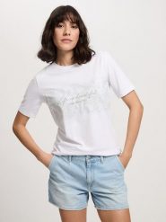 Cross Jeans Koszulka w kolorze białym rozmiar: M. Białe bluzki Cross Jeans, m, bez wzorów, z jeansu, bez kołnierzyka, bez ramiączek. Za 55.45 zł.