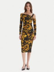 Versace Jeans Couture Sukienka koktajlowa 79HAO974 JS508 Czarny Slim Fit. Czarne sukienki Versace Jeans Couture, bez wzorów, z jeansu, wizytowe, bez kołnierzyka, bez ramiączek. Za 1,779.00 zł.