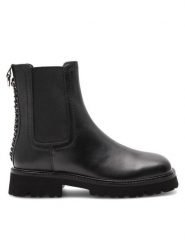 Badura Botki NORA-01W4-001 Czarny. Czarne botki Badura, bez wzorów, ze skóry, bez obcasa, na płaskiej podeszwie, bez zapięcia. Za 329.99 zł.