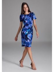 SWING Sukienka w kolorze granatowo-fioletowym rozmiar: 38. Niebieskie sukienki Swing, bez wzorów, bez kołnierzyka, bez ramiączek, midi. Za 217.99 zł.