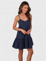 Brunotti Sukienka "Nami" w kolorze granatowym rozmiar: S. Niebieskie sukienki Brunotti, na co dzień, s, bez wzorów, z wiskozy, bez kołnierzyka, bez ramiączek, mini, proste. Za 118.56 zł.