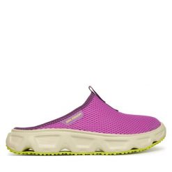 Klapki Salomon. Fioletowe klapki Salomon, bez wzorów, bez obcasa. Za 319.99 zł.