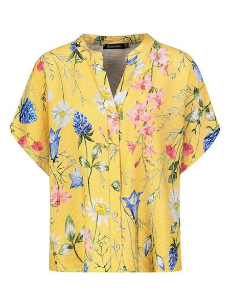 Sublevel Bluzka w kolorze żółtym ze wzorem rozmiar: L/XL. Żółte bluzki Sublevel, l, bez wzorów, bez kołnierzyka, bez ramiączek. Za 87.40 zł.