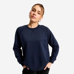 Bluza damska Domyos fitness. Niebieskie bluzy DOMYOS, m, bez wzorów, z materiału, bez kaptura. Za 69.99 zł.
