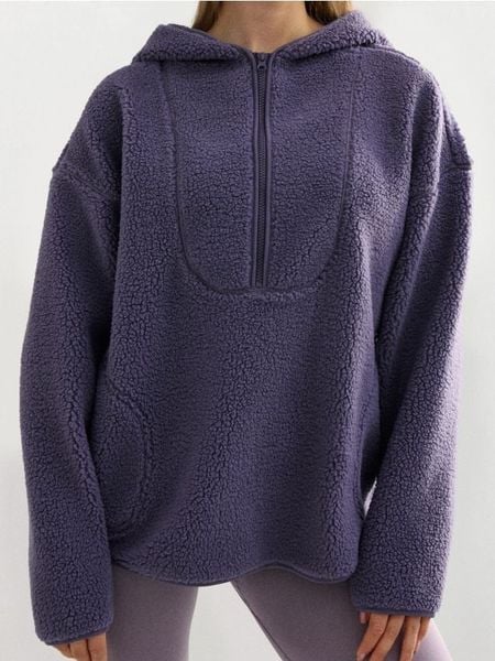Bluza hoodie - fioletowy. Fioletowe bluzy Sinsay, l, bez wzorów, bez kaptura. Za 59.99 zł.