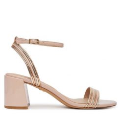 Sandały Aldo. Brązowe sandały Aldo, bez wzorów, bez obcasa, na słupku, bez zapięcia. Za 219.99 zł.