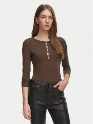 Guess Body W6BP21 K6256 Brązowy Slim Fit. Brązowe body Guess, l, z aplikacjami, z syntetyku. Za 294.99 zł.