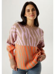 Aniston Sweter w kolorze jasnoróżowo-karmelowo-pomarańczowym rozmiar: 42. Brązowe swetry Aniston, bez wzorów, bez ramiączek. Za 173.99 zł.