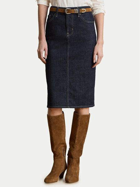 LAUREN RALPH LAUREN Spódnica ołówkowa 200P14644001 Granatowy Regular Fit. Niebieskie spódnice Lauren Ralph Lauren, bez wzorów, z bawełny, ołówkowe. Za 558.99 zł.