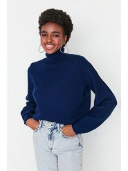 Trendyol Golf w kolorze granatowym rozmiar: S. Niebieskie golfy Trendyol, s, bez wzorów, bez ramiączek. Za 82.64 zł.