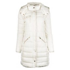 Desigual płaszcz damski Inga 36 biały. Białe płaszcze Desigual, bez wzorów, bez kaptura. W wyprzedaży za 654.00 zł.