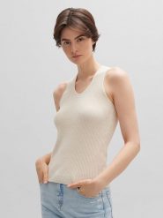 OPUS Top "Pivy" w kolorze kremowym rozmiar: 40. Brązowe topy Opus, bez wzorów, z bawełny, bez kołnierzyka, bez ramiączek. Za 123.25 zł.