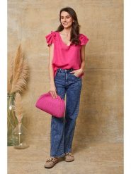 Joséfine Lniana koszulka "Quiriem" w kolorze różowym rozmiar: M. Różowe bluzki Joséfine, m, bez wzorów, ze lnu, bez kołnierzyka, bez ramiączek. Za 108.99 zł.