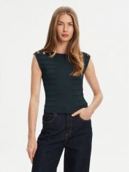 Guess Bluzka W5YR12 Z0130 Zielony Regular Fit. Zielone bluzki Guess, xs, z aplikacjami, z syntetyku, bez kołnierzyka, bez ramiączek. Za 279.99 zł.