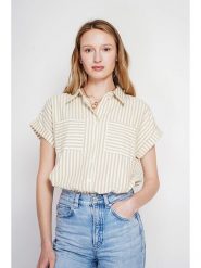 Le Jardin du Lin Bluzka w kolorze beżowym rozmiar: 40. Brązowe bluzki Le jardin du lin, bez wzorów, bez kołnierzyka, bez ramiączek. Za 100.99 zł.