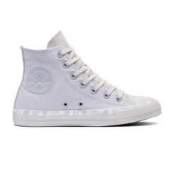 Buty do chodzenia damskie Converse Chuck Taylor All Star Marbled. Białe obuwie sportowe Converse, z materiału, bez zapięcia, trekkingowe. Za 585.75 zł.