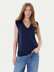 Guess Bluzka W5YP52 KCYW2 Granatowy Regular Fit. Niebieskie bluzki Guess, xxl, z aplikacjami, bez kołnierzyka, bez ramiączek. Za 129.99 zł.