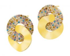 Kolczyki z mosiądzu pozłacane z cyrkoniami - koła. Kolczyki Artelioni, z cyrkonią, pozłacane. Za 259.00 zł.