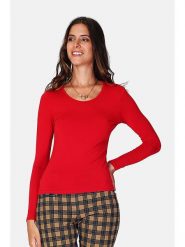 ASSUILI Koszulka w kolorze czerwonym rozmiar: 38. Czerwone bluzki Assuili, bez wzorów, klasyczne, bez kołnierzyka, bez ramiączek. Za 63.45 zł.