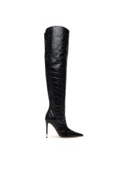 Elisabetta Franchi Kozaki SA-05L-58E2-V850 Czarny. Czarne kozaki Elisabetta Franchi, ze skóry, bez obcasa, na szpilce, bez zapięcia. Za 3,689.00 zł.