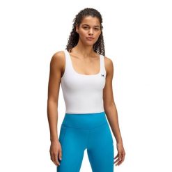 Koszulka treningowa damska Under Armour Motion Tank. Białe bluzki Under Armour, l, bez wzorów, sportowe, bez kołnierzyka, bez ramiączek. Za 99.99 zł.