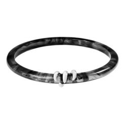 Bransoletka Forza z czarnej żywicy, posrebrzana. Czarne bransoletki Lilou, posrebrzane. Za 189.00 zł.