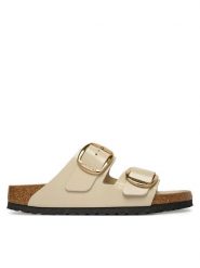Birkenstock Klapki Arizona Big Buckle Hex 1031873 Beżowy. Brązowe klapki Birkenstock, bez wzorów, ze skóry, bez obcasa. Za 719.99 zł.