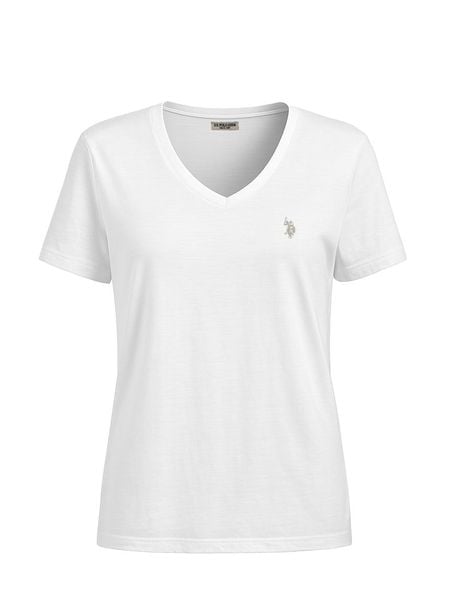 U.S. Polo Assn. Koszulka w kolorze białym rozmiar: M. Białe bluzki U.S. Polo Assn., m, bez wzorów, z bawełny, bez kołnierzyka, bez ramiączek. Za 78.84 zł.