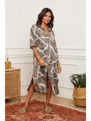 Joséfine Lniana sukienka w kolorze szarobrązowym rozmiar: L. Brązowe sukienki Joséfine, na co dzień, l, bez wzorów, ze lnu, bez kołnierzyka, bez ramiączek, maxi, proste. Za 195.99 zł.