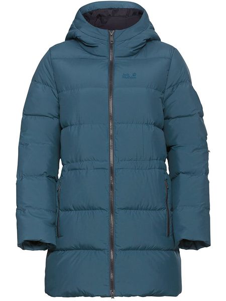 Jack Wolfskin Płaszcz puchowy "Frozen Palace" w kolorze niebieskim rozmiar: S. Niebieskie płaszcze Jack Wolfskin, s, bez wzorów, z materiału, bez kaptura. Za 568.34 zł.