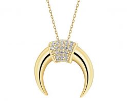 Złoty naszyjnik z cyrkoniami - Księżyc. Żółte naszyjniki Apart, z cyrkonią, złote. Za 1,399.00 zł.