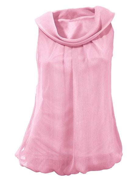 Heine Bluzka w kolorze jasnoróżowym rozmiar: 38. Różowe bluzki Heine, bez wzorów, bez kołnierzyka, bez ramiączek. Za 43.99 zł.