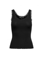 ONLY Top Sara 15345994 Czarny Slim Fit. Czarne topy Only, xs, bez wzorów, z bawełny, bez kołnierzyka, bez ramiączek. Za 59.99 zł.