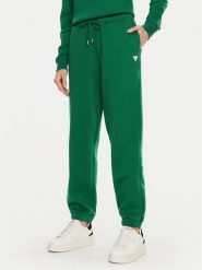 Guess Jeans Spodnie dresowe W4YB33 KC811 Zielony Regular Fit. Zielone spodnie dresowe Guess Jeans, xs, z aplikacjami, z bawełny. Za 169.99 zł.