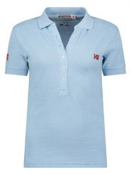 Geographical Norway Koszulka polo "Kely" w kolorze błękitnym rozmiar: XXL. Niebieskie bluzki Geographical Norway, xxl, bez wzorów, z bawełny, bez kołnierzyka, bez ramiączek. Za 74.81 zł.