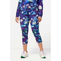 Damskie Funkcjonalne legginsy 3/4 kieszeń na zamek wysoki stan. Niebieskie legginsy Ulla Popken, plus size, bez wzorów, z materiału, z podwyższonym stanem. Za 244.99 zł.