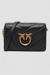 PINKO Czarna kopertówka Love Click Mini. Czarne kopertówki Pinko, bez wzorów, ze skóry, bez dodatków. W wyprzedaży za 1,679.99 zł.