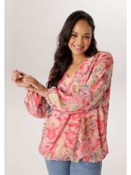 Aniston Bluzka w kolorze beżowo-różowym rozmiar: 46. Różowe bluzki Aniston, bez wzorów, bez kołnierzyka, bez ramiączek. Za 173.99 zł.