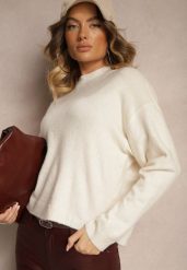 Jasnobeżowy Casualowy Sweter z Wełną Sassilae. Brązowe swetry Renee, m, bez wzorów, z jeansu, bez ramiączek. Za 119.99 zł.