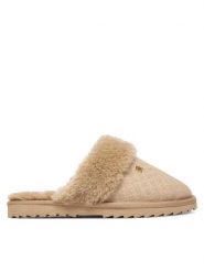 Tommy Hilfiger Kapcie Th Premium Shearling Shoes FW0FW09947 Beżowy. Brązowe obuwie domowe TOMMY HILFIGER, bez wzorów, ze skóry, bez zapięcia. Za 409.99 zł.