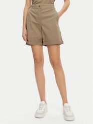 Tommy Hilfiger Szorty materiałowe WW0WW42457 Beżowy Regular Fit. Brązowe szorty TOMMY HILFIGER, bez wzorów, z bawełny. Za 259.99 zł.