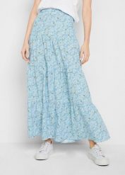 Spódnica maxi z czystej bawełny. Czerwone spódnice bonprix, bez wzorów, z bawełny, maxi. Za 124.99 zł.