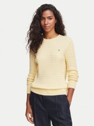 Tommy Hilfiger Sweter WW0WW44993 Żółty jasny Regular Fit. Żółte swetry TOMMY HILFIGER, s, bez wzorów, z bawełny, bez ramiączek. Za 529.99 zł.