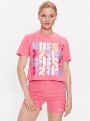 Guess T-Shirt Edwina V3GI08 I3Z14 Różowy Regular Fit. Czerwone t-shirty Guess, s, z aplikacjami, z bawełny, bez kołnierzyka, bez ramiączek. Za 99.99 zł.