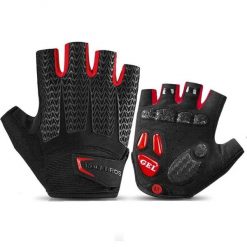 Rękawiczki rowerowe Rockbros z wkładkami żelowymi. Czarne rękawiczki ROCKBROS, bez wzorów, sportowe. Za 85.99 zł.