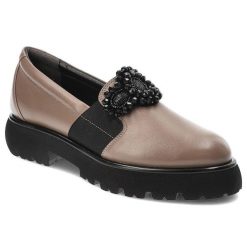 Brązowe Mokasyny Armodo Eleganckie Buty Damskie. Brązowe mokasyny Armodo, z aplikacjami, ze skóry, bez obcasa. Za 399.00 zł.