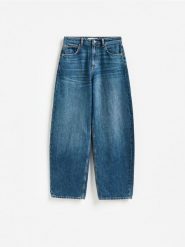 Jeansy barrel leg - granatowy. Niebieskie jeansy Reserved, bez wzorów. Za 129.99 zł.