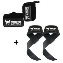 Paski do podnoszenia i opaski na nadgarstki 60 cm (Ekstra Mocny) - zestaw czarny. Białe paski THOR ATHLETICS, bez wzorów, z bawełny, sportowe. W wyprzedaży za 125.95 zł.