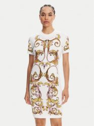 Versace Jeans Couture Sukienka codzienna 78HAO9P9 Biały Slim Fit. Białe sukienki Versace Jeans Couture, na co dzień, s, bez wzorów, z bawełny, bez kołnierzyka, bez ramiączek, proste. Za 979.99 zł.